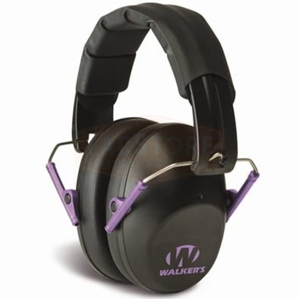 Walkers Low Profile Folding Earmuff - Black / Purple