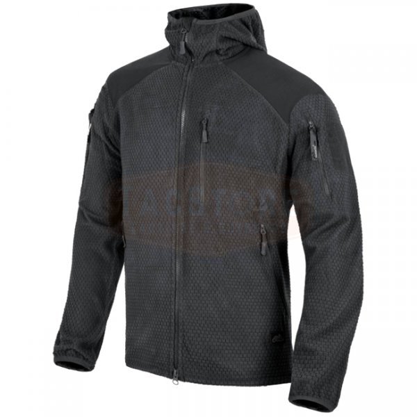 Helikon Alpha Hoodie Grid Fleece Jacket - Black - S