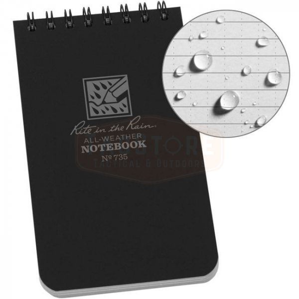 Rite in the Rain Polydura Top-Spiral Notebook 3 x 5 - Black