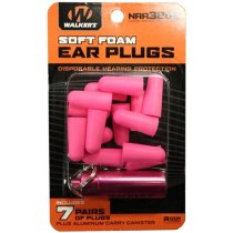 Walkers Foam Ear Plugs 7 Pairs & Aluminum Carry Canister - Pink